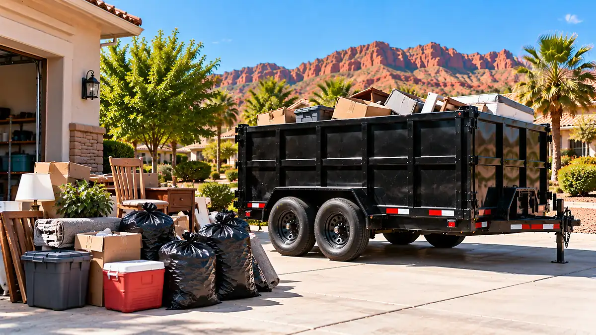 Moving Cleanout Guide Furniture, boxes, and unwanted household items being cleared out before a move in Southern Utah